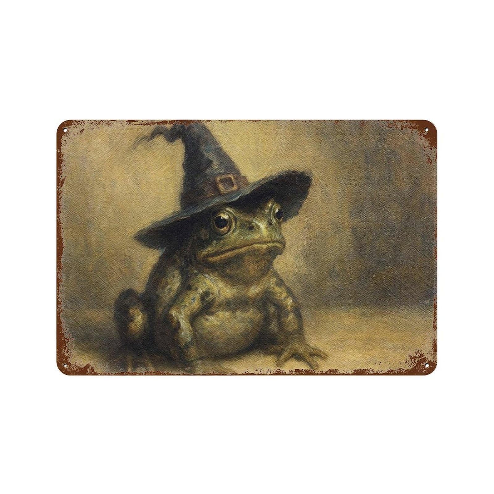 xiaoxiaoshen Retro Witch Toad, Gothic Halloween Decoration Wall Decor Art Metal Tin Poster Modern Home Decor Art Home Bar Shop Decorations Vintage Sign 20x30cm