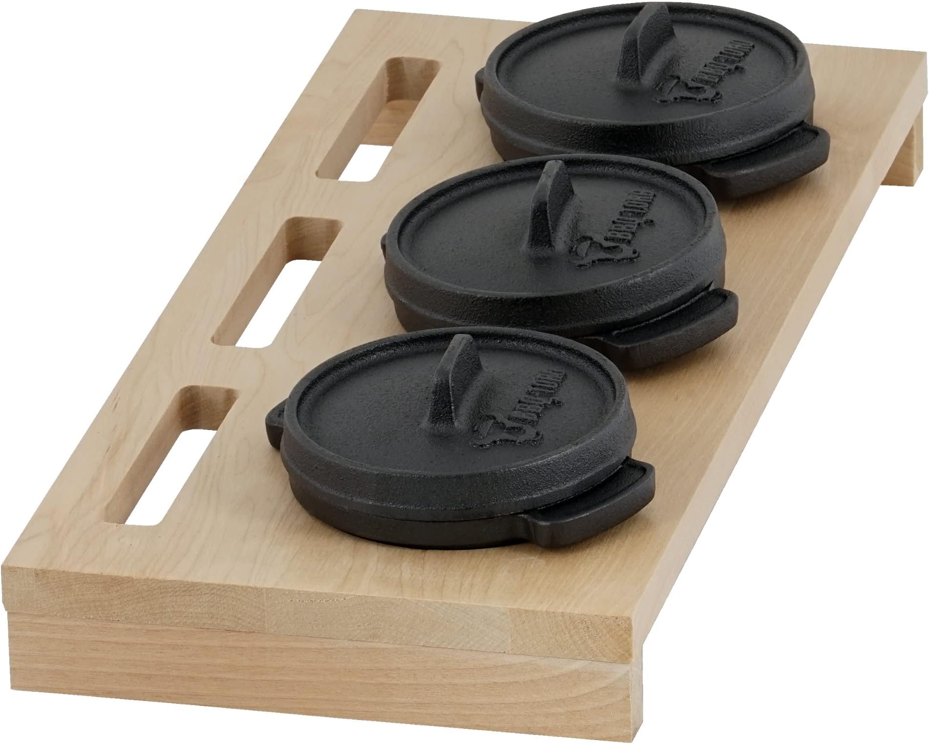 BBQ-Toro Mini Dutch Oven Set mit Holzunterlage | 3 x Ø 11 cm ...