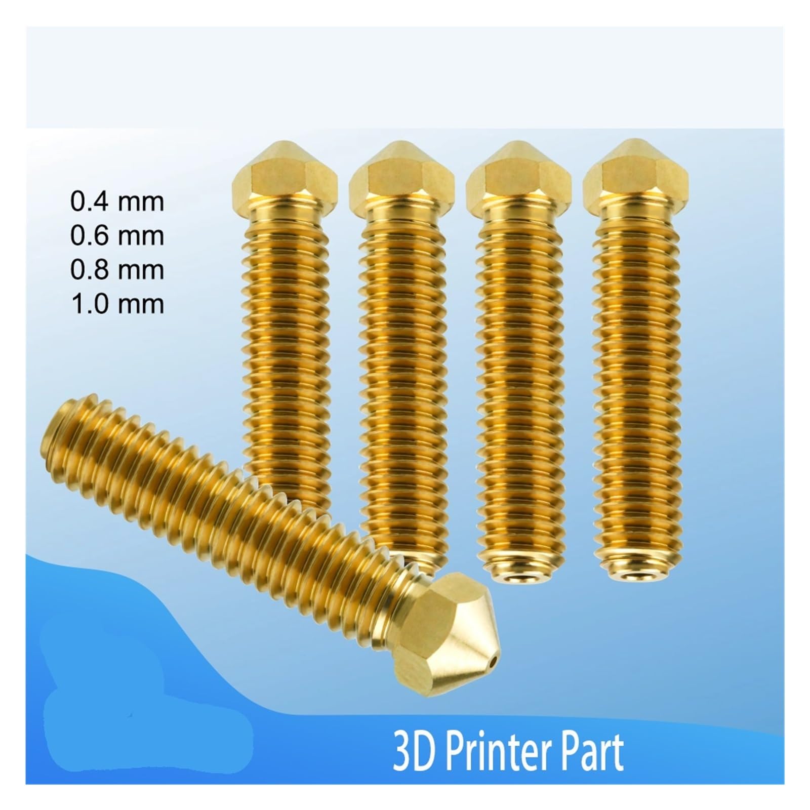 For boquilla de latón 300 ℃ Impresión a alta temperatura 0,4,6,8 1, mm Piezas repuesto impresora 3D(4pcs 0.4mm)