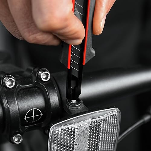 Miniatura 5 de HAUTMEC 4PCS18mm - Cortador de cuchillos utilitarios con botón de cambio rápido de seguridad, hoja ultra afilada SK2 negra a presión, mango de goma