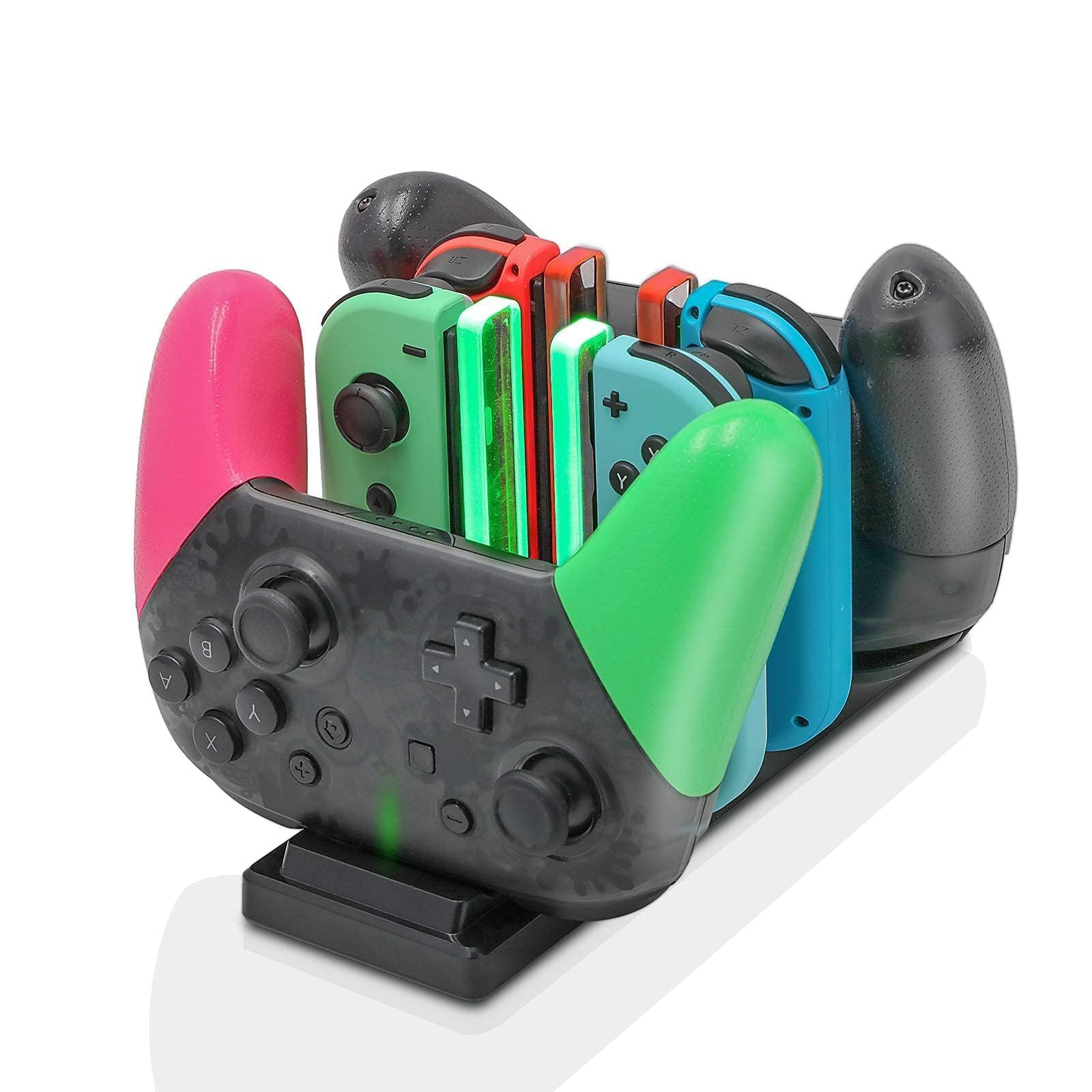 Controller Charger Dock for Nintendo Switch, 6 in 1 Charging Station for Nintendo Switch Joy-con Controllers and Pro Controllers Black
