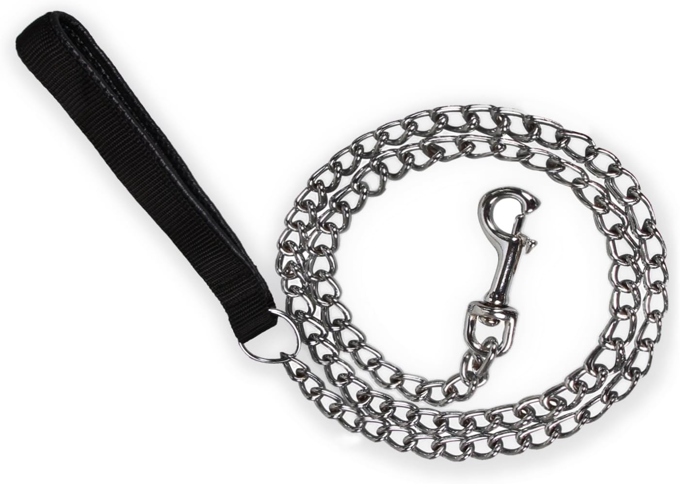 Strong Dog Lead Chain 1.2m Chew Proof Metal Dog Leash 4ft Heavy Duty No Bite Lead for Puppies Small Medium Large Dogs - Padded Comfy Handle, S: 0.2cm/0.09Inch Width Black