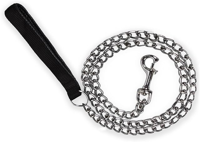 Strong Dog Lead Chain 1.2m 1.8m Chew Proof Metal Dog Leash 4ft 6ft Heavy Duty No Bite Lead for Puppies Small Medium Large Dogs - Padded Comfy Handle