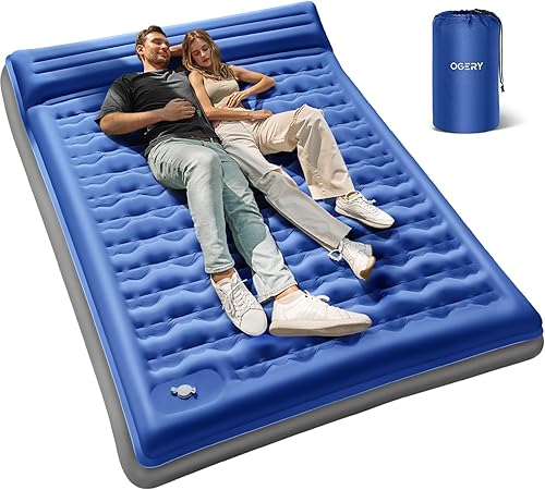 Miniatura 1 de OGERY Colchoneta de dormir para campamento, almohadilla de dormir reforzada extra gruesa de 6 pulgadas con almohadas y bomba de pie integrada,