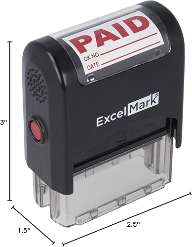 Miniatura 8 de ExcelMark Pagado con cheque y fecha - Sello de goma autoentintado - A1539 tinta roja