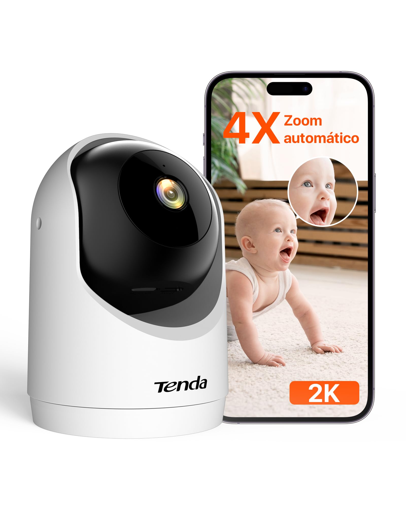 Tenda CP3V3.0 Cámara IP WiFi Vigilancia Interior 2K Cámara de Seguridad Domo 360°, Visión Nocturna 12M, Detección de Movimiento/Persona,Audio Bidireccional, 3MP Camara Vigilancia para Niños y Mascotas