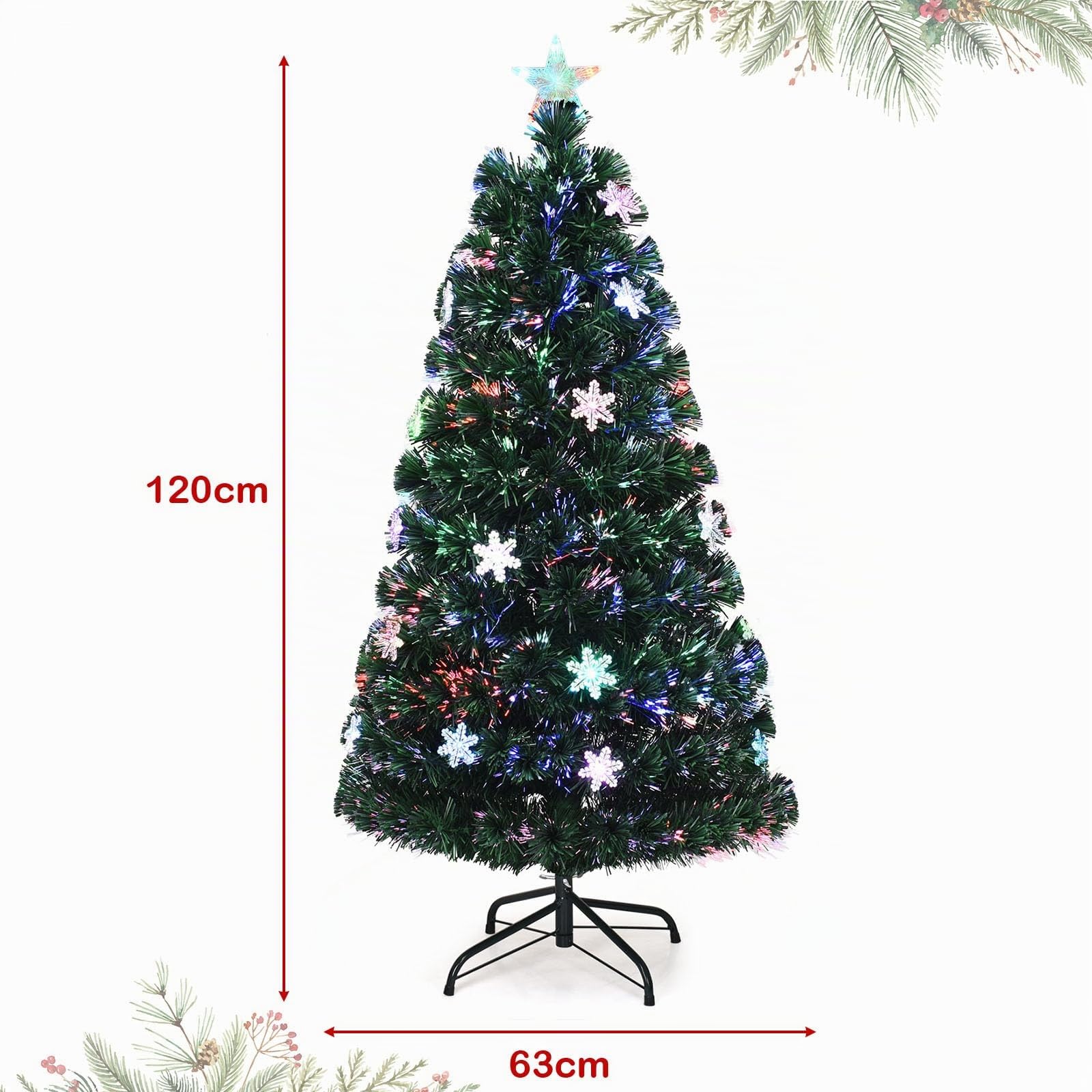 KOMFOTTEU Albero di Natale Artificiale 90/120/150/180 cm, Albero di Natale con Luci LED Incorporate e Base, Christmas Tree in PVC, per Casa, Negozio, Ufficio, Feste (S)