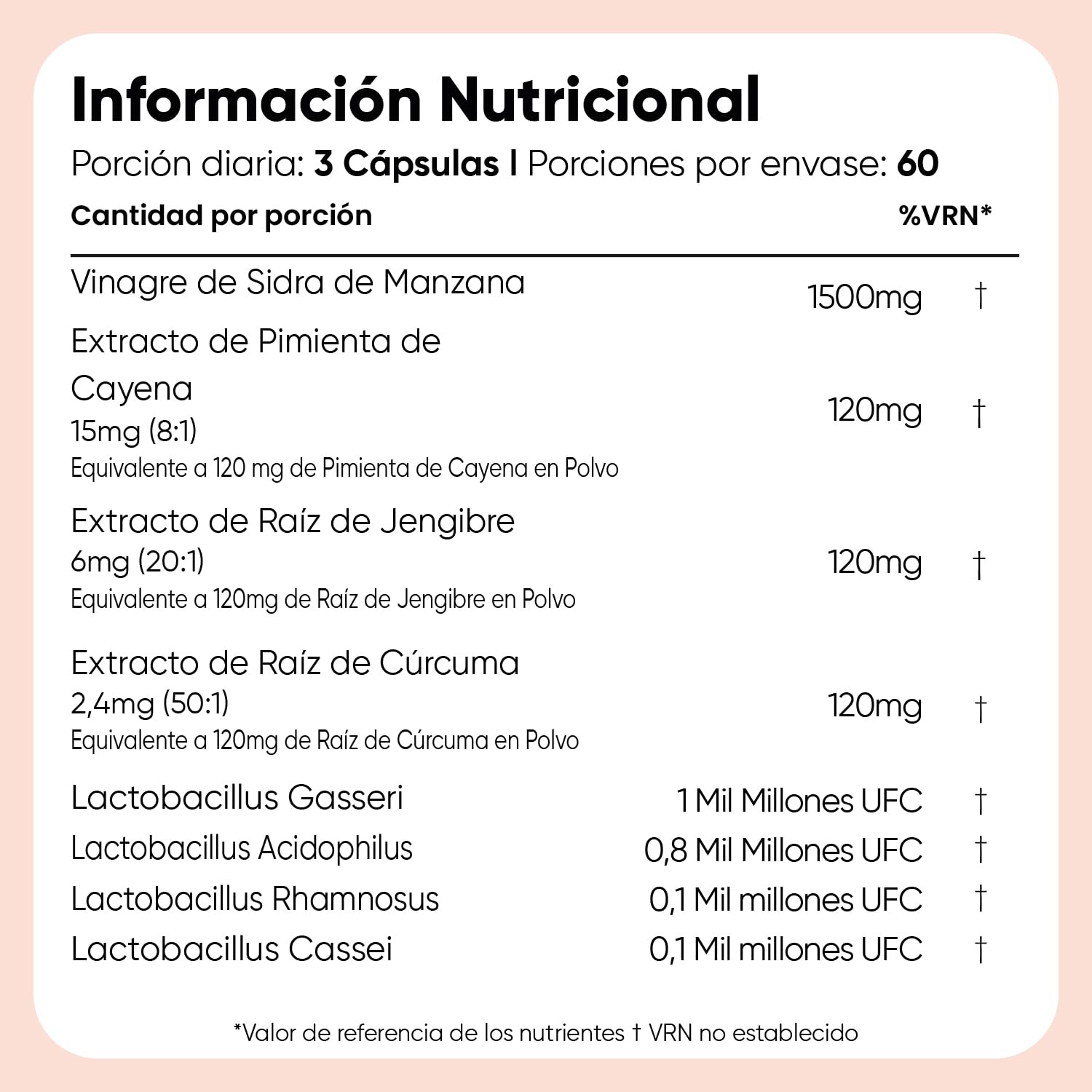 Vinagre de Sidra de Manzana 1860 mg - 180 Cápsulas con Probióticos, Cúrcuma, Jengibre y Pimienta de Cayena - Suplemento para 2 Meses de Suministro - Vegano, Sin OGM y Sin Gluten