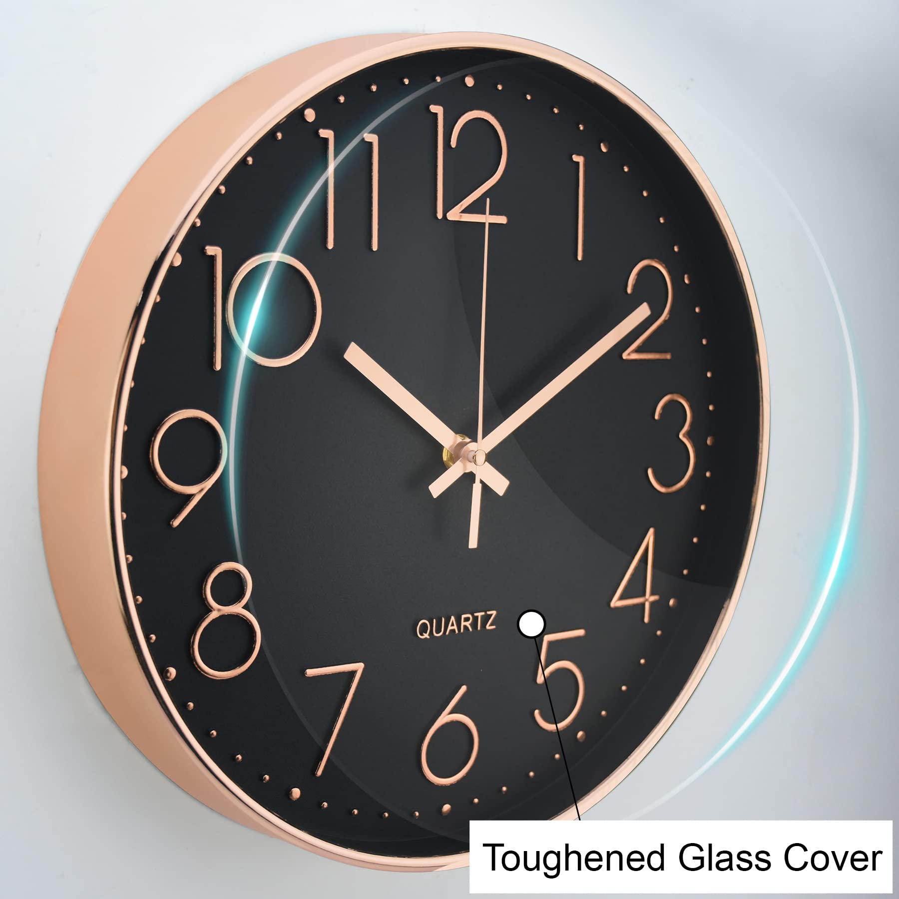 October Elf 12 Inch Wall Clock Non-ticking Silent Round Modern Decorative Wall Clocks with Large Arabic Number for Bedrooms Office Kitchen Gym Living Room Kitchen - Image 2