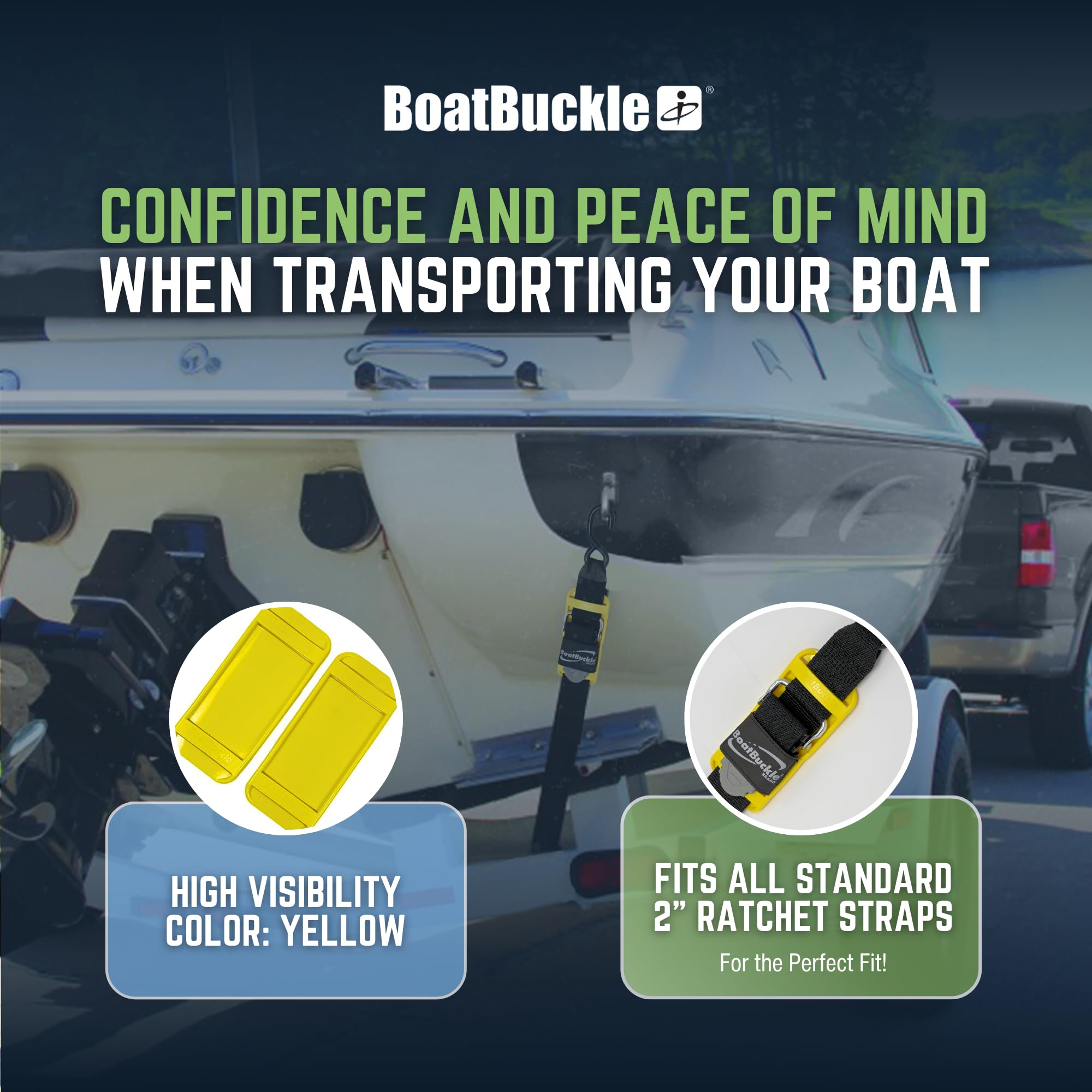 BoatBuckle Cuscinetti per barche, protezioni per cinghie a cricchetto da 5 cm, manicotti protettivi per cinghie di legatura per rimorchi, adatti a cinghie a cricchetto retrattili da 5 cm, confezione