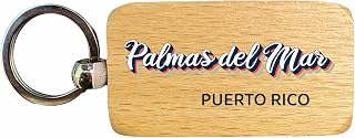 R and R Imports Palmas del Mar Puerto Rico 2.5x1-Inch Souvenir Wooden Keychain 3D Retro Design