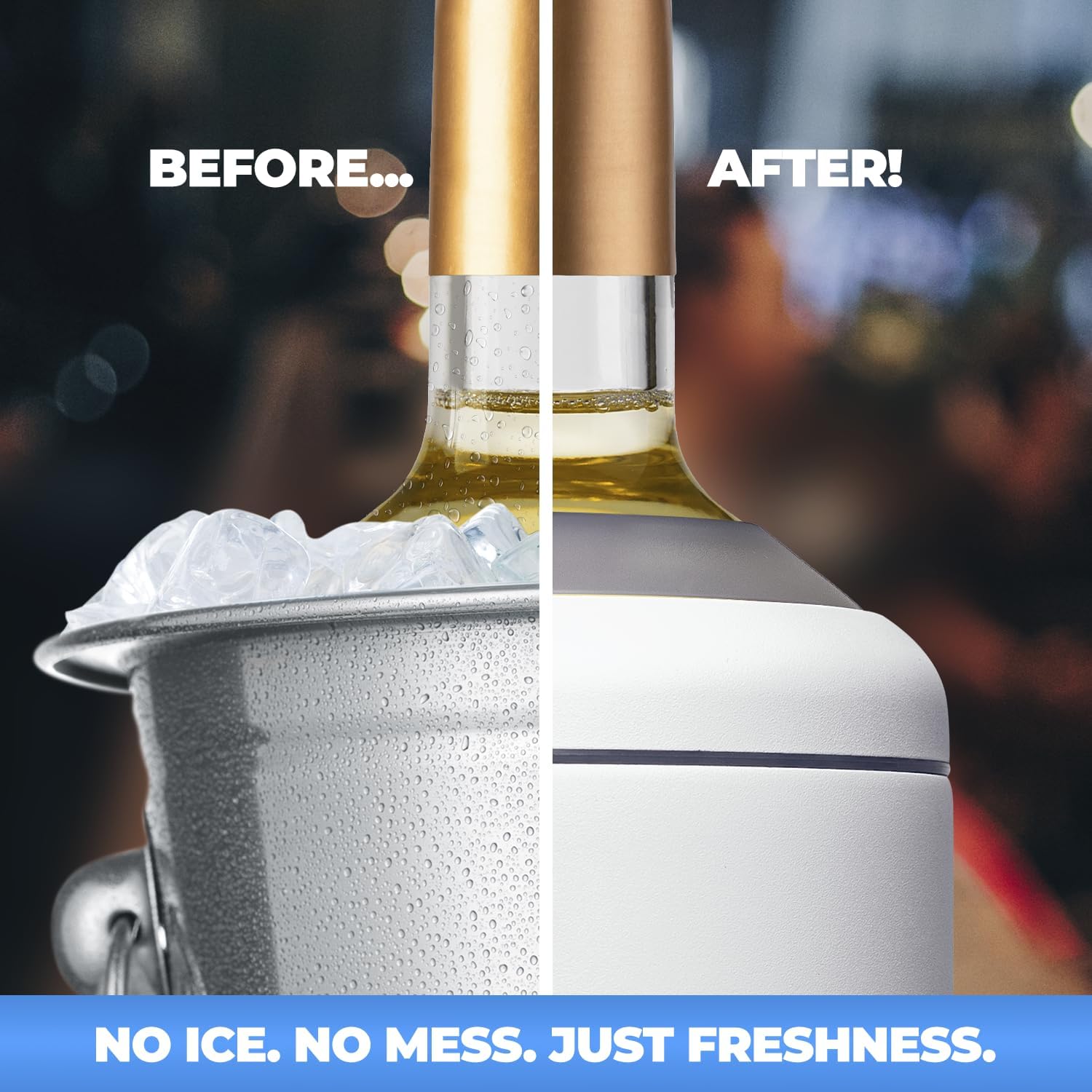 LUXYO Wine Bottle Chiller – Portable Insulated Champagne Cooler for 750ml Bottles, Stainless Steel Double Wall Bucket for Hosting, Gifts & Outdoor Use - Image 6