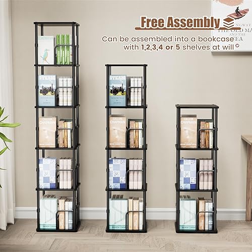 Miniatura 35 de Estantería giratoria de 5 niveles, torre giratoria apilable de 360 °, estantería giratoria de pie estrecha que ahorra espacio, estantería giratoria