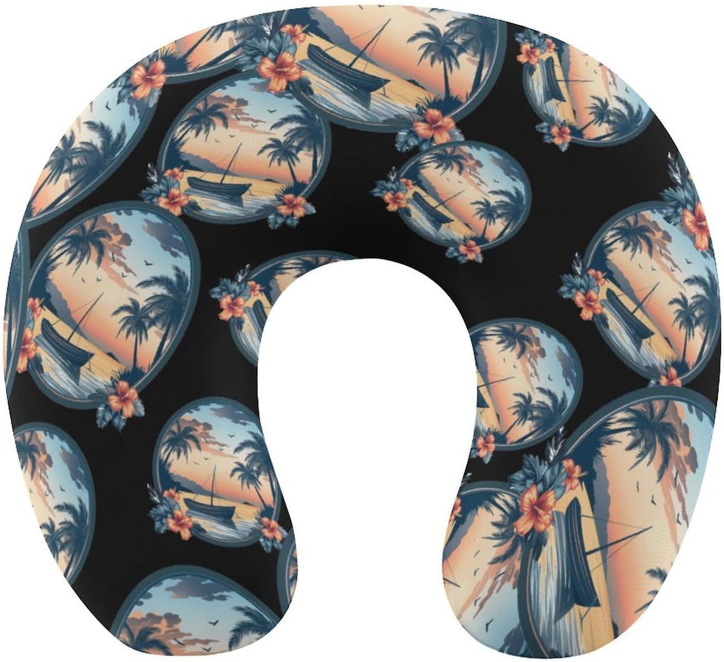 Tribal Hibiscus Travel Pillow U Shape Neck Pillow Washable Pillowcase for Sleeping Chair