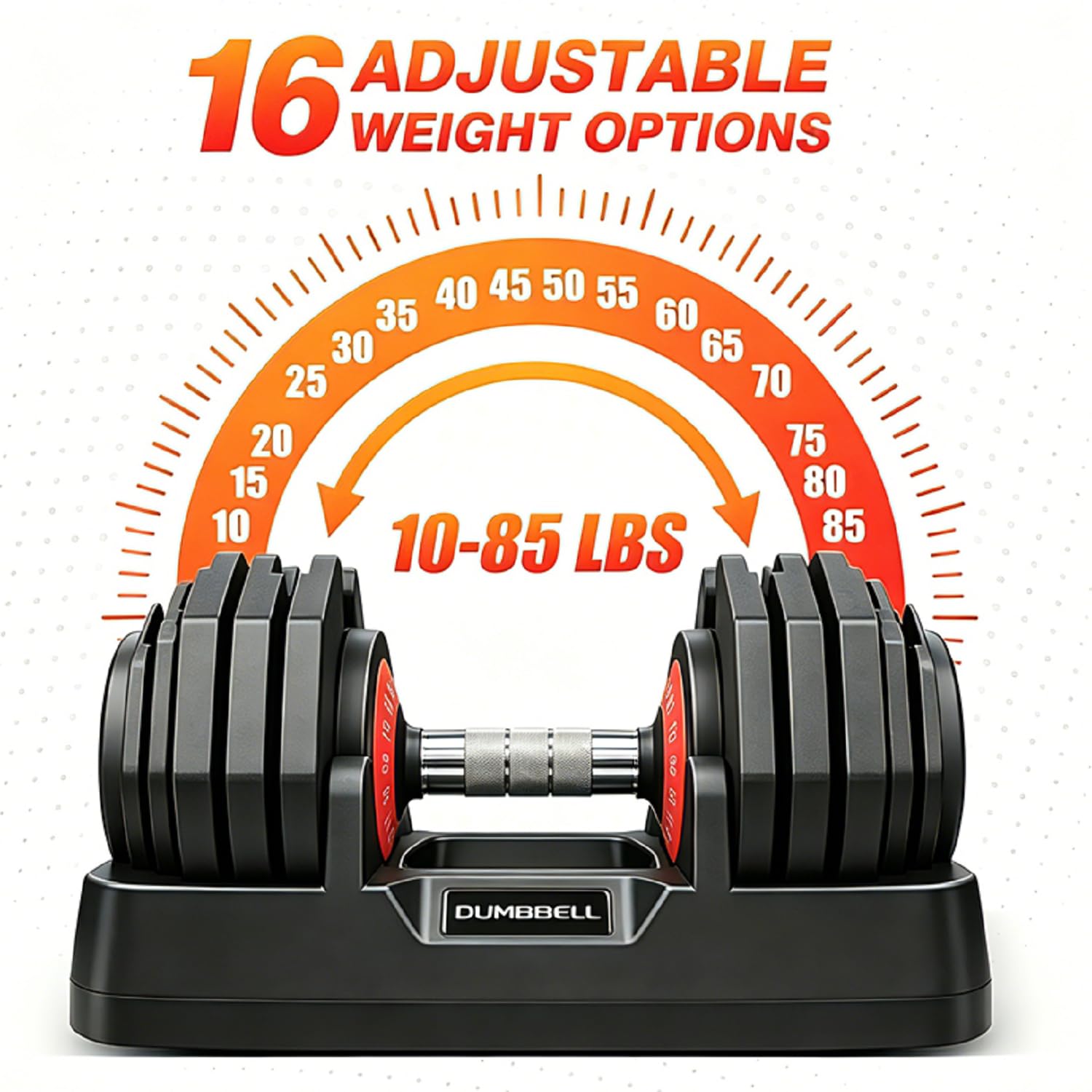 All in One Adjustable Dumbbell Set with Non-Slip Handle for Home Gym | 25/26.5/55/85lbs Free Weights Dumbbells Set, 1 Hand Quick Adjust Weights Set