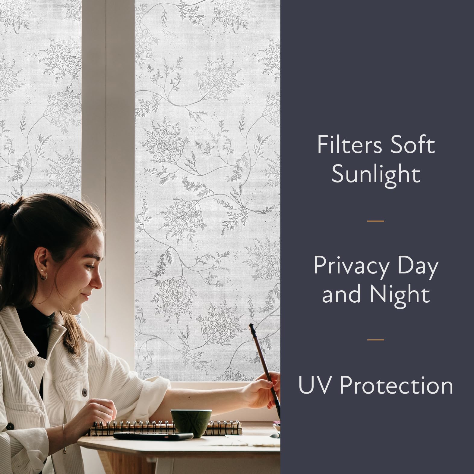 Artscape Silver Fern Window Film (61 X 92 Cm) - Privacy Window Decal, No Adhesive, UV Protection - View #3