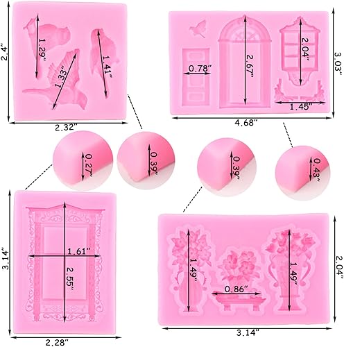 Miniatura 3 de ZiXiang Molde de silicona para puerta y ventana, moldes de fondant, molde de flores, marco de pastel, moldes de silicona para decoración de pasteles