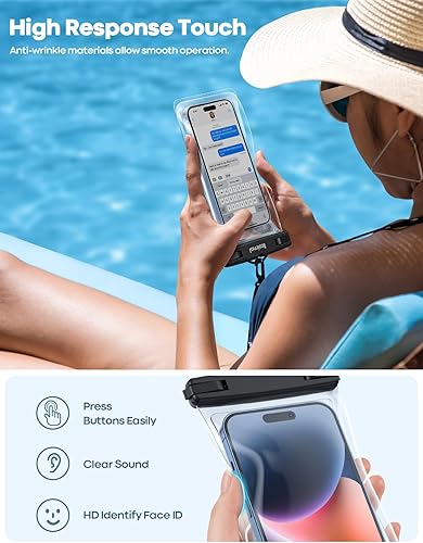Miniatura 3 de Lamicall 2 piezas de bolsa impermeable para teléfono flotante - Diseño suave 3D sin costuras Funda impermeable IPX8 para teléfono celular para la