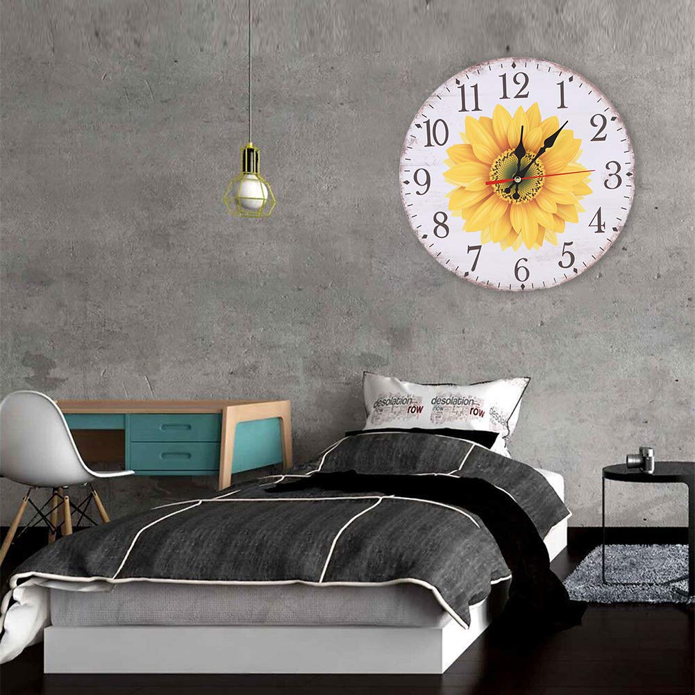 plplaaoo Orologio da parete Moo di girasole in stile elegante Materiale per la tavola a densità durevole per la lettura chiara per la decorazione 'ufficio del soggiorno 30 cm
