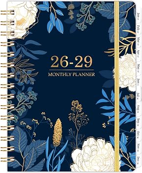 2026-2029 Monthly Planner/Calendar - 3 Year Monthly Planner 2026-2029, 6.3" x 8.4", July 2026 - June 2029, Months Tabs, Inner Pocket, Elastic Closure, Twin-Wire Binding