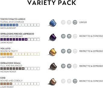 Nespresso Kapsüller OriginalLine, Çeşitlilik Paketi, Hafif, Orta, Koyu Kızarmış Espresso Kahve, 50 Adet Espresso Kahve Kapsülleri, 1.5 oz Brews