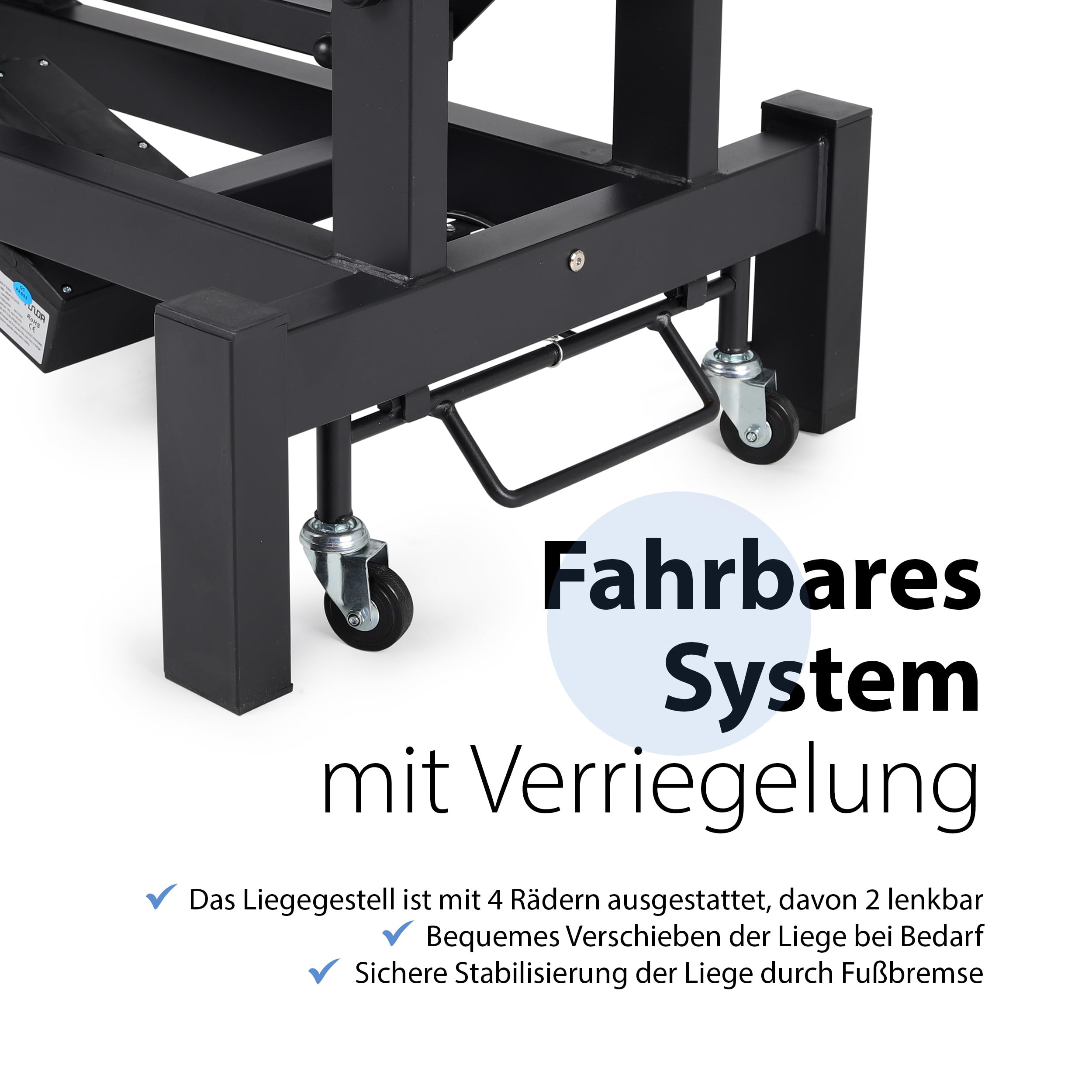 Massageliege Elektrisch mit 4-Segmente, Elektrische Massageliege Höhenverstellbar 192 x 68cm, Kosmetikliege Elektrisch bis zu 200 kg, Massagebank für Therapieliege mit Fernbedienung, Fortis 2 Ergo