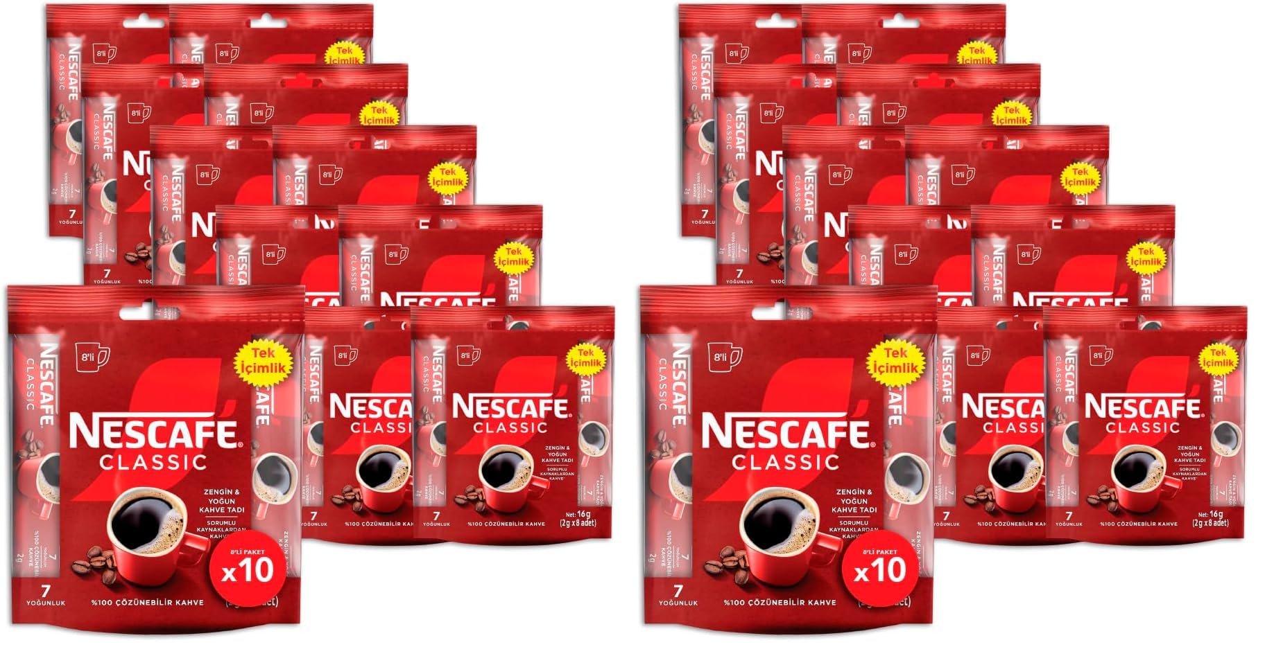 Nescafe Classic Çözünebilir Kahve 16'li Paket (8 x 2 g) x 10