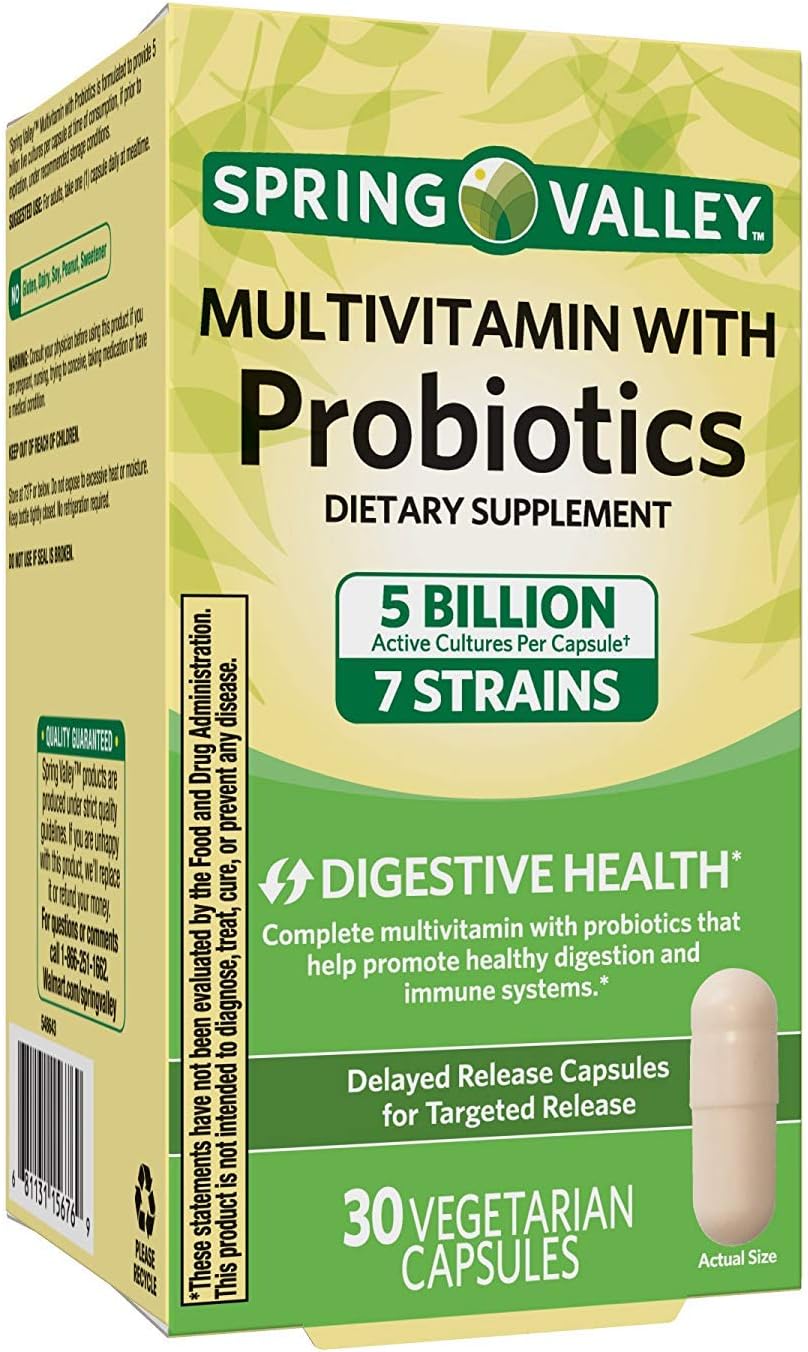 Spring Valley Multivitamin with Probiotics, 30 Vegetable Capsules