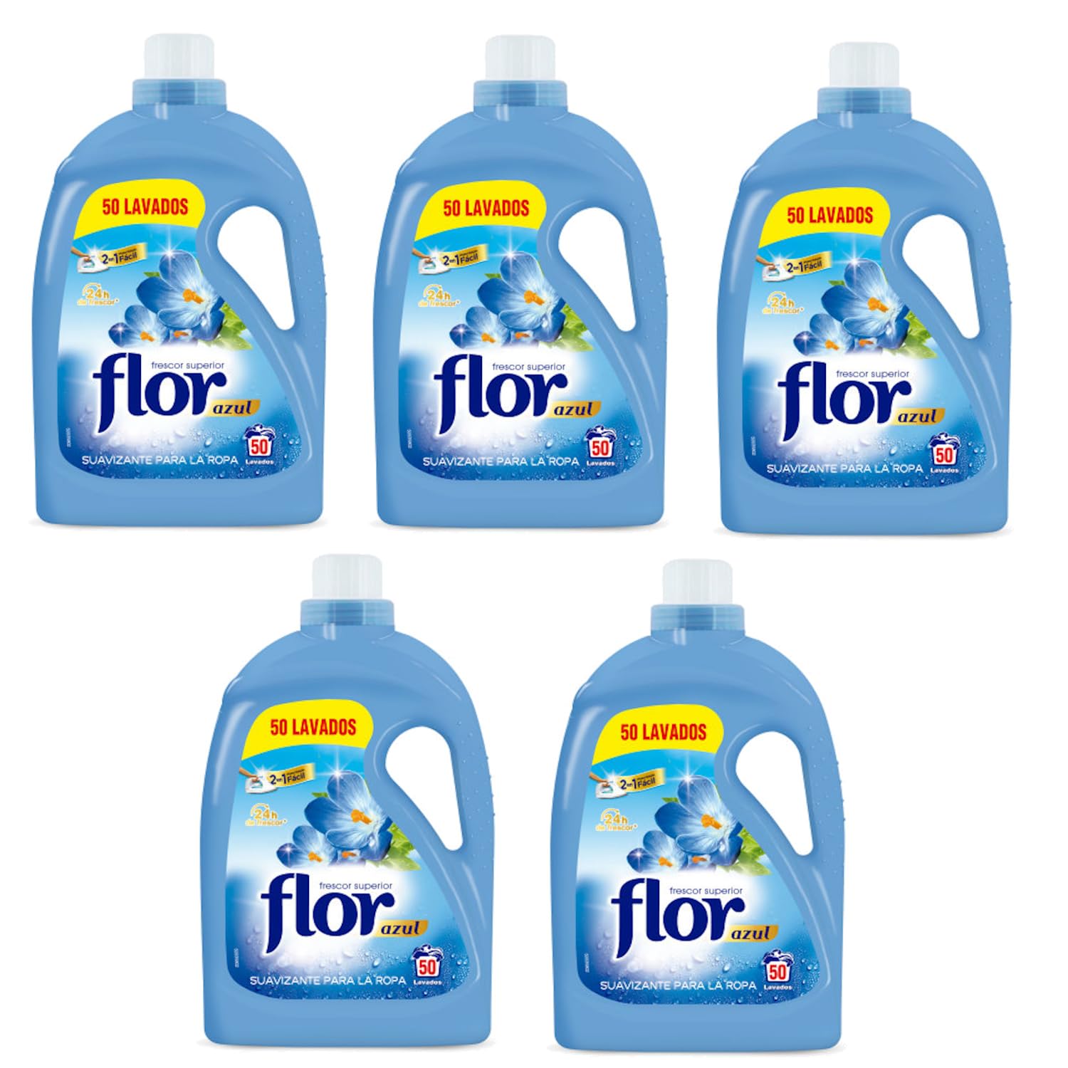 Flor Weichspüler für normale Kleidung, Duft, Blau, 250 Dosen (5 Flaschen x 50 Dosen)
