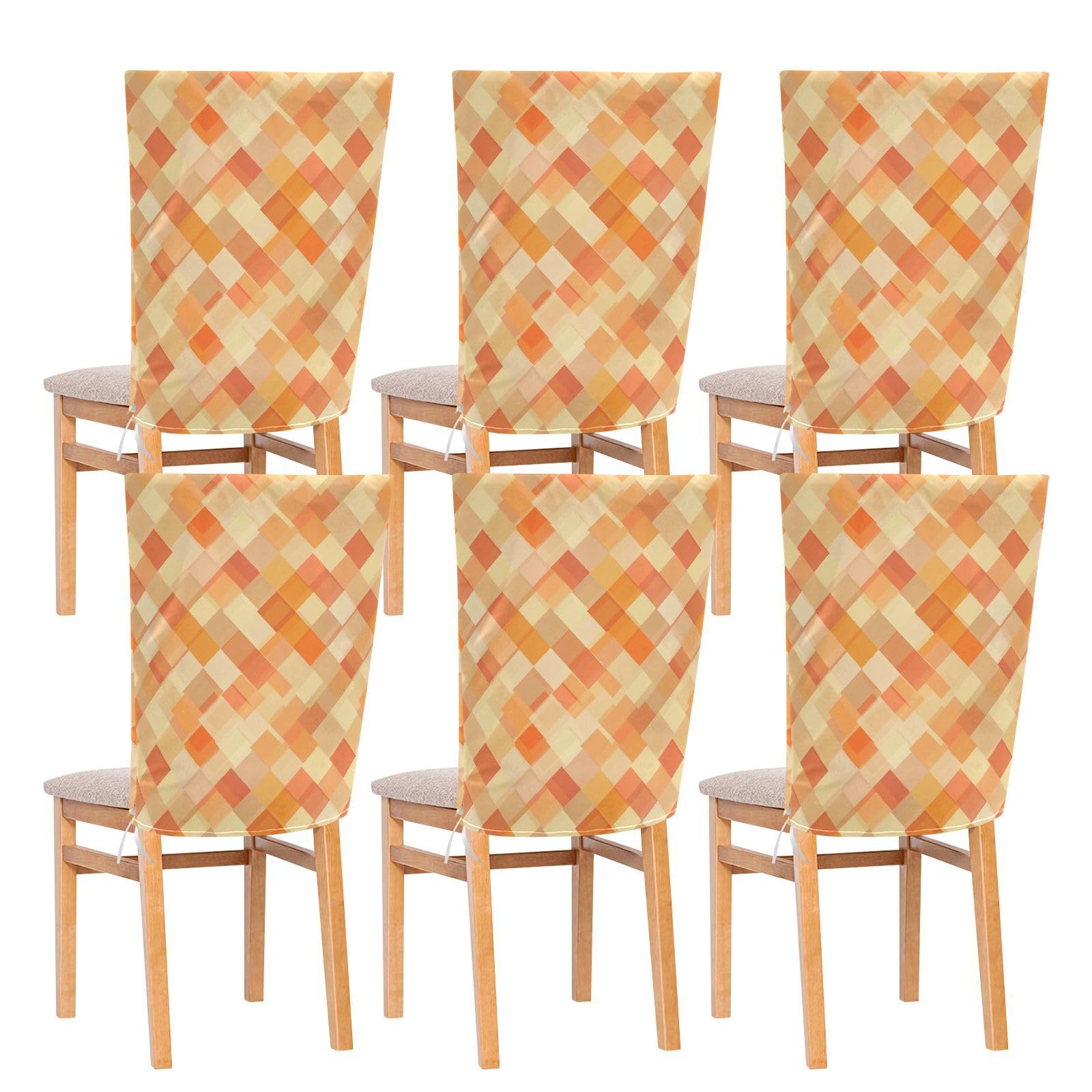 KLL Covers for Chairs for Festivals (Easter, Graduation, etc.) Chair Cover for Office Chair Set of 2 Soft Stool Covers Trendy Rhomboid Orange Neutral