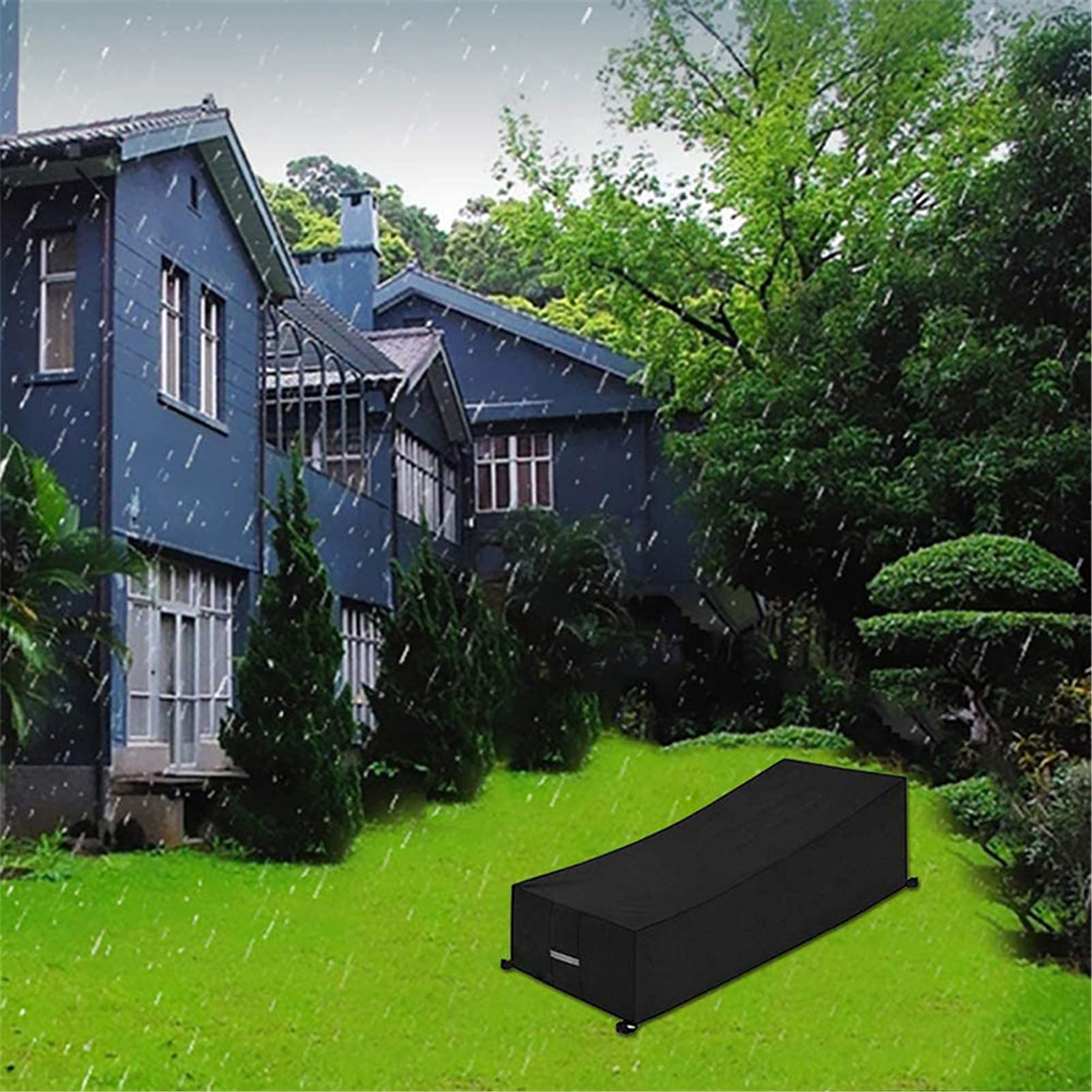 Fundas para Tumbonas De Jardin,Carcasa Protectora Transpirable Impermeable Tejido 210D Oxford, para Tumbona contra Lluvia Nieve, Solar Y Polvo (210x75x80x40cm,Negro)
