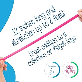 IMPRESA Textured Monkey Noodles Fidget Toy - 5 Pack Calming Sensory Noodles & Stretchy Fidget Toy, Holiday Stocking Stuffer - On-the-Go Relief & Travel Accessories - Stretches up to 12-Inch Multicolor