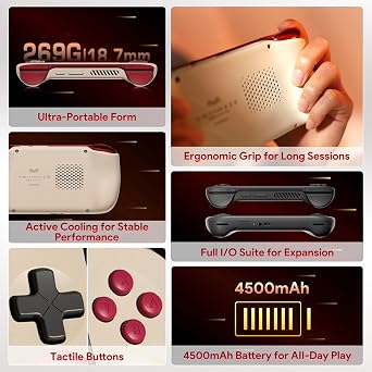 AKNES AYANEO Pocket AIR Mini Retro Handheld Game Console, 4.2 500 Nits HD Screen (1280x960 LCD, 60Hz), Android 11 Gaming System with Helio G90T, Hall Joystick & Trigger, 3G+64G - Retro Power