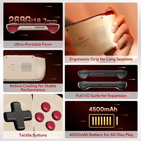 AKNES AYANEO Pocket AIR Mini Retro Handheld Game Console, 4.2 500 Nits HD Screen (1280x960 LCD, 60Hz), Android 11 Gaming System with Helio G90T, Hall Joystick & Trigger, 3G+64G - Retro Power