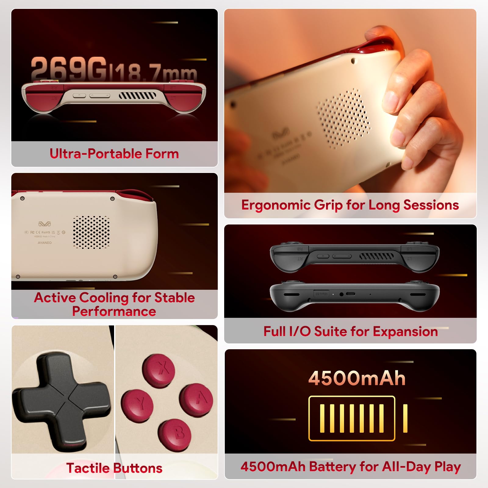 AKNES AYANEO Pocket AIR Mini Consola, 3GB+64GB (Retro White) | Pantalla HD 4,2" 500 Nits (1280x960 LCD, 60Hz), Sistema Android 11 con Helio G90T, Joystick y Gatillo Hall