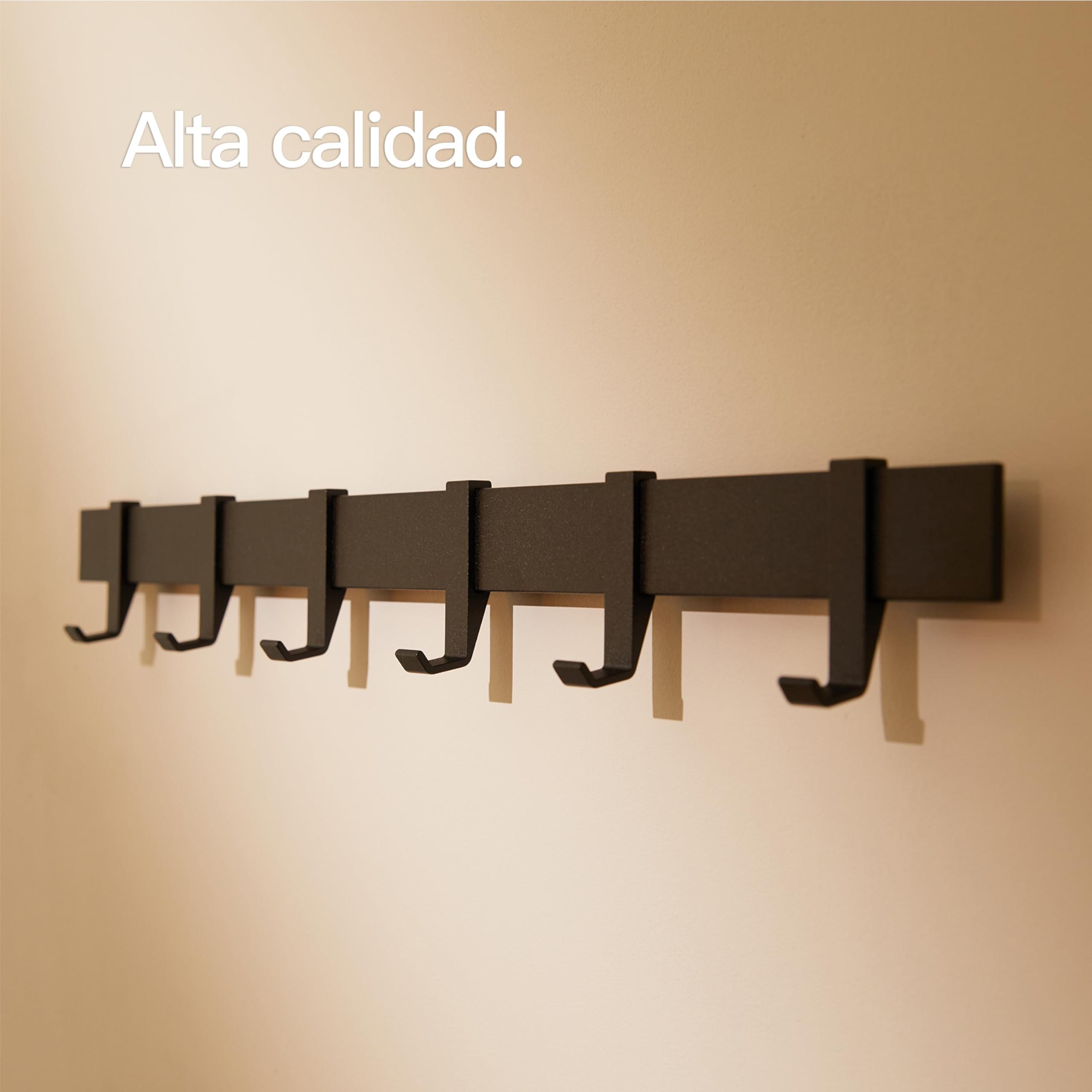Design Hamburgo Perchero de Pared I Moderno Colgador de Pared para Abrigos I Percheros de Pared con Ganchos de Metal Móviles I Perchero Entrada Recibidor | 58 cm | Negro Mate