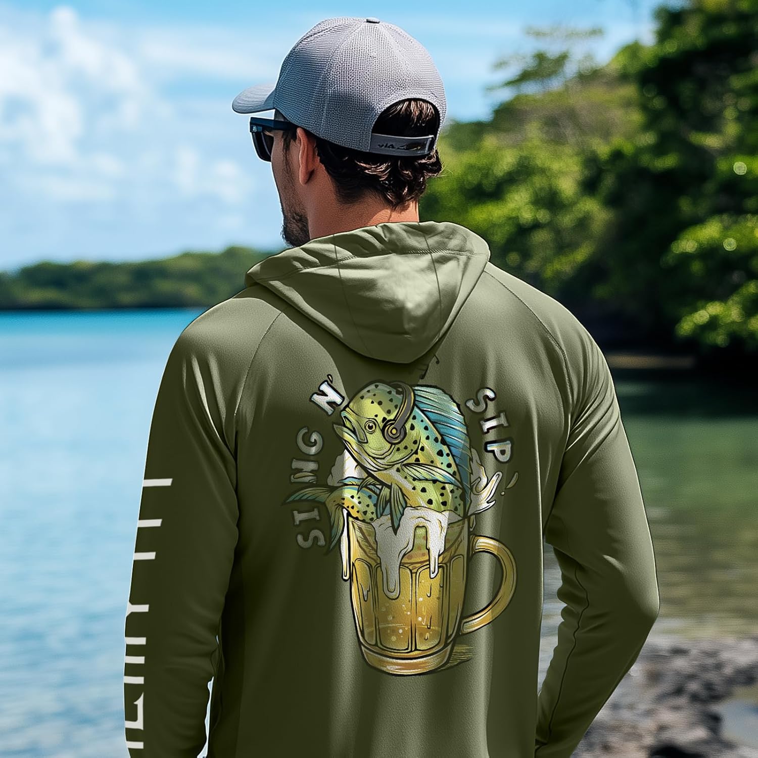 Palmyth Fishing Shirts for Men Long Sleeve Sun Protection Fishing Hoodie UPF 50+ Shirt Neck Gaiter