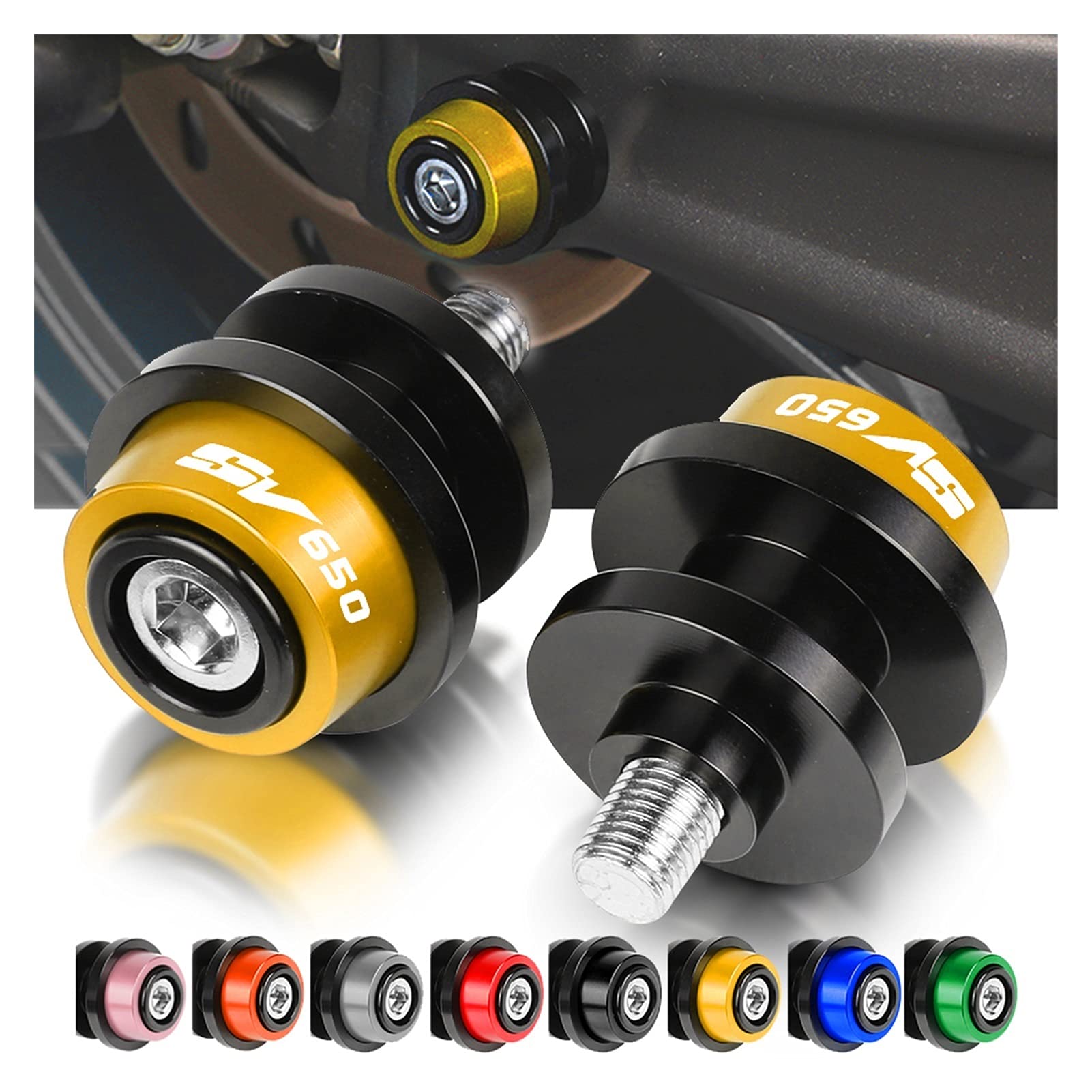 Supports Bobines Curseur Bras Oscillant CNC Aluminium Pour Suzuki SV650 / SV650S - Protection & Look Custom Moto