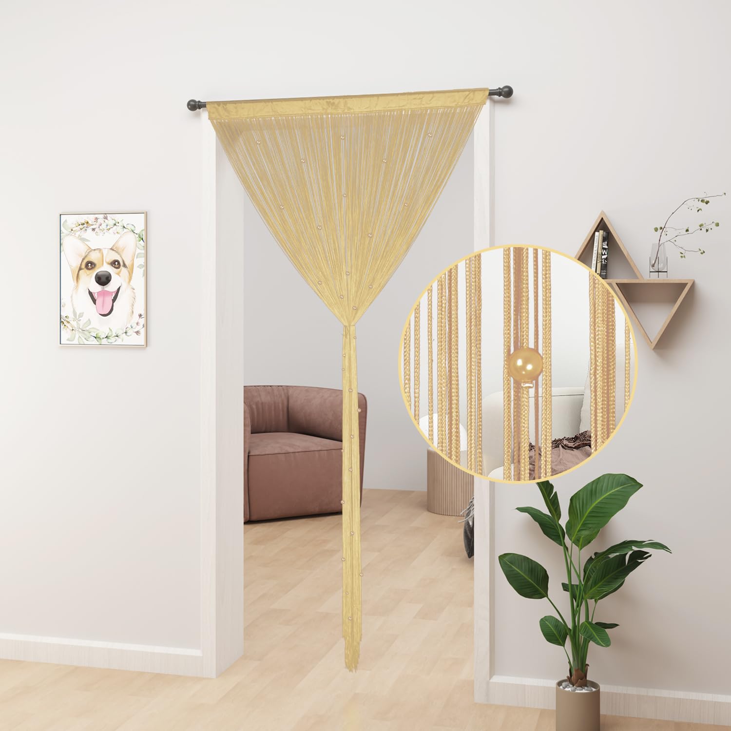 YIIBAII Beaded Curtain Beaded Curtains for Doorways Crystals Suitable for Interior Hanging Decoration and Partitions Closet Curtains (Ecru - Image 2