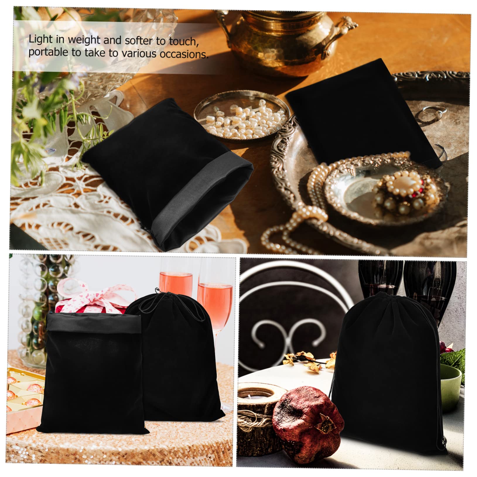 Festival Geschenktüte 10 Stück aus Flanell Schwarz mit Kordelzug
