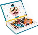 Janod - Magnetibook 83 Pc Magnetic Boy Crazy Face Dress Up Game - Decorating Fridge with Magnetic Letters - Enhances Creativity and Learning - Boosts Self-Confidence - Portable and Easy Storage