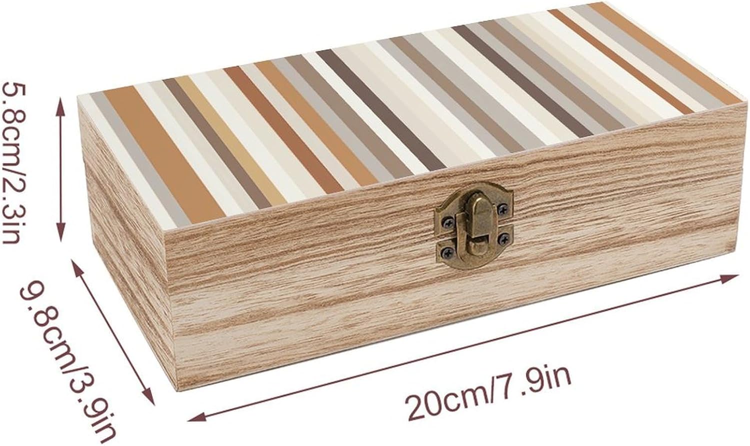 Lightweight Wooden Box, Hinged Lid, Retro Clasps, 7.9'' X 3.9'' X2.3'' image 2