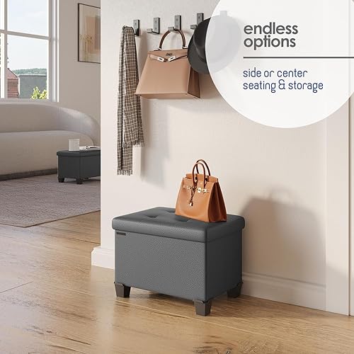 Miniatura 240 de Otomana plegable para dormitorio o sala de estar, con contenedores de almacenamiento, reposapiés para el extremo de la cama, soporta hasta 660 lb,
