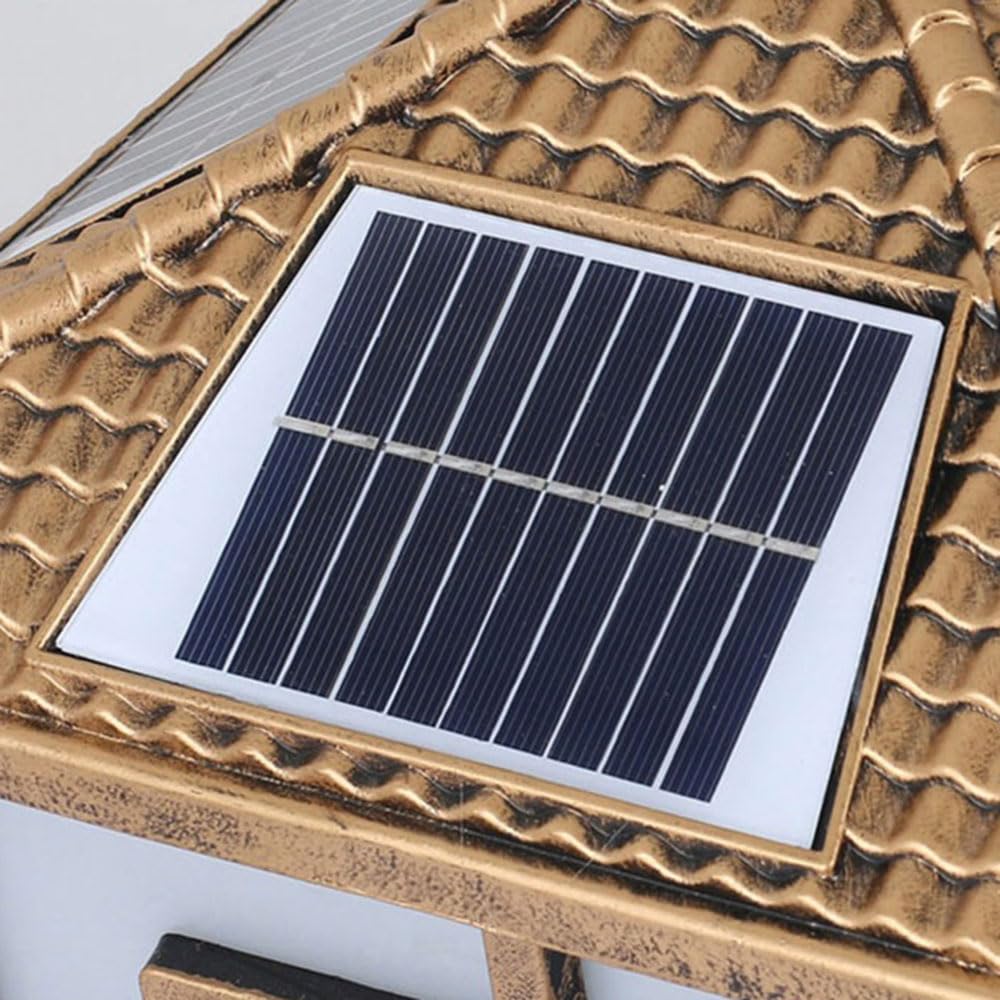 Lampy ogrodzeniowe zasilane energią słoneczną na zewnątrz lampa LED słupek na podwórko ganek patio ogród styl retro wodoodporne oświetlenie kolumnowe