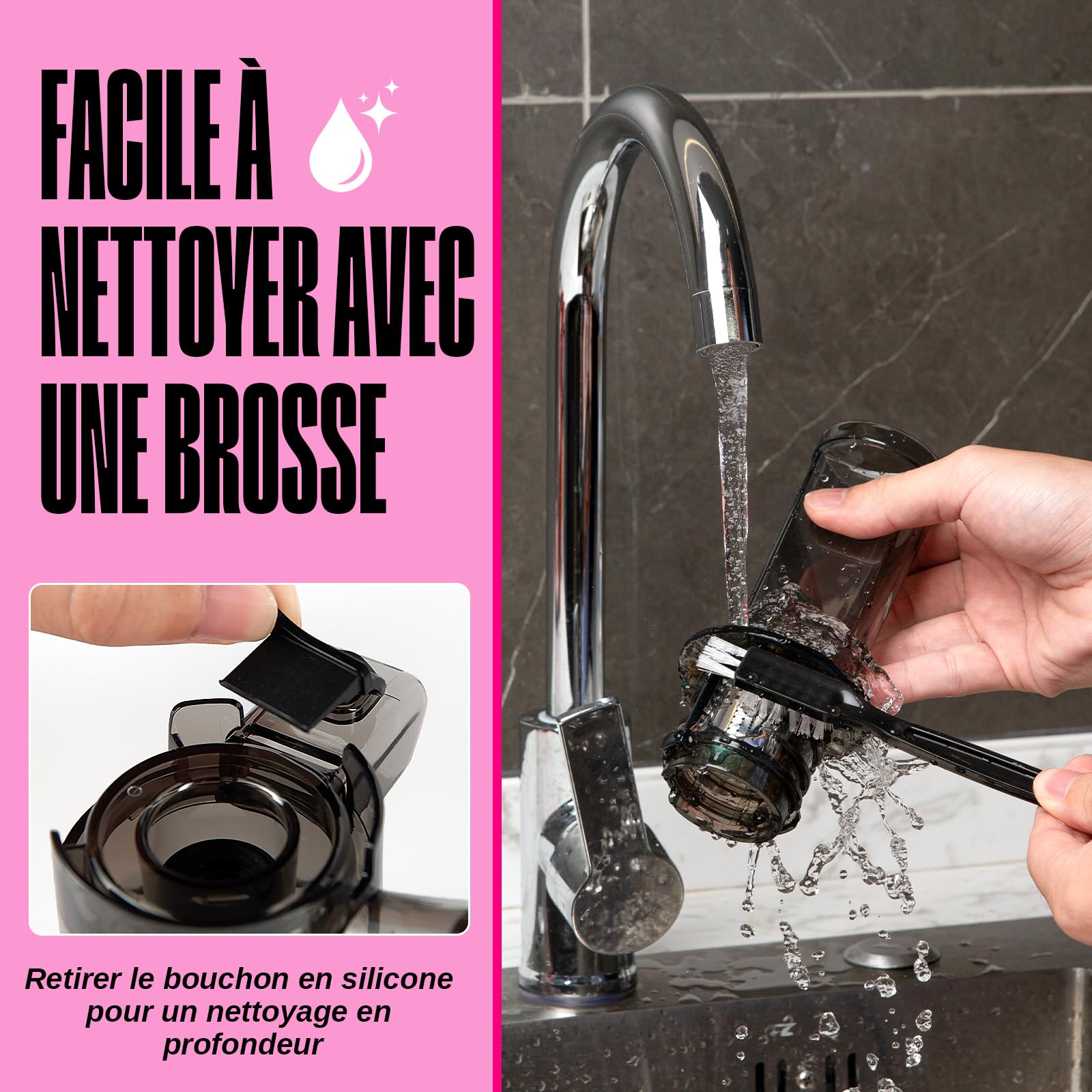 Ventray Ginnie Slow Juicer - Extracteur à Pression Douce 60 Tours/min, Bleu Ciel, Facile à Nettoyer