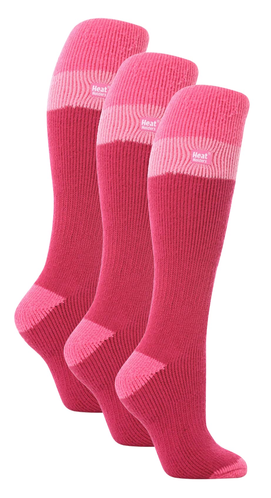 Heat Holders Women's Raspberry / Light Pink - 3 Pack Thermal Knee High Ski Socks | Thick Winter 2.3 Tog Long Skiing Socks (4-8, Raspberry/Light Pink)
