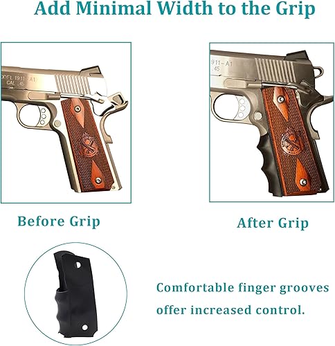 Miniatura 5 de 1911 Grips - Funda para guantes de goma para 1911 de tamaño completo Commander y modelo de gobierno, color negro (paquete de 2)