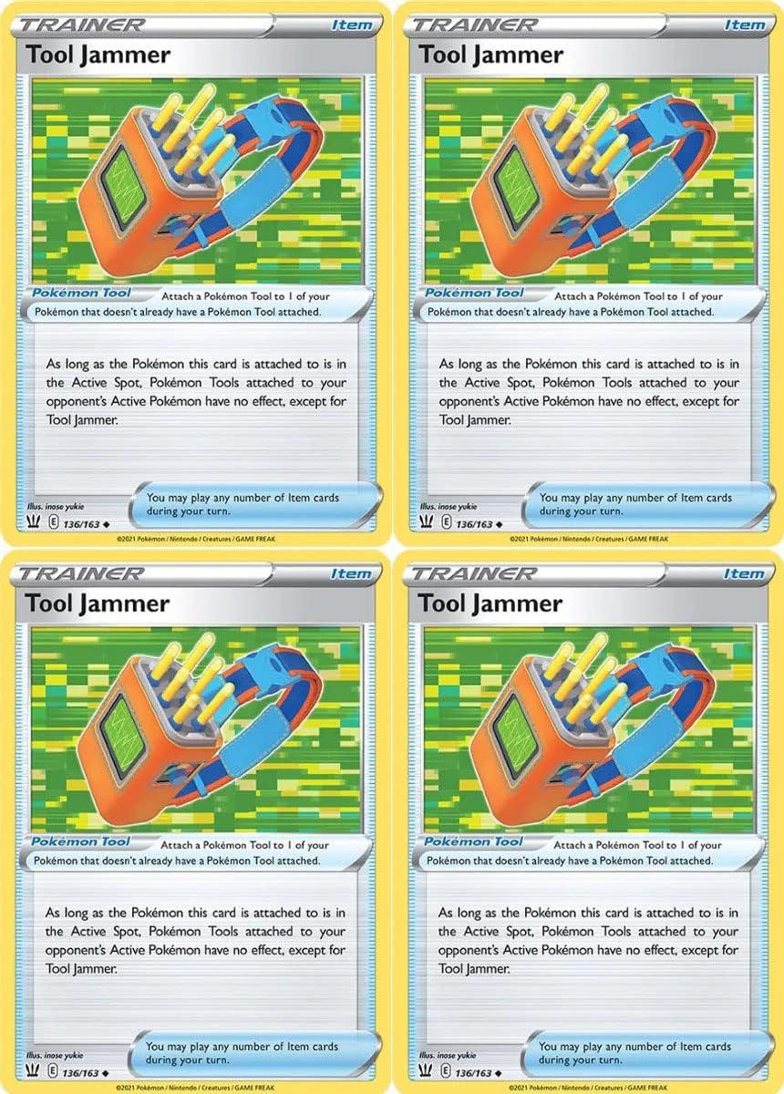 Pokemon Trainer Card Set - Pokemon Tool Jammer 136/163 - Battle Styles - 4x Trainer Card Playset 4X