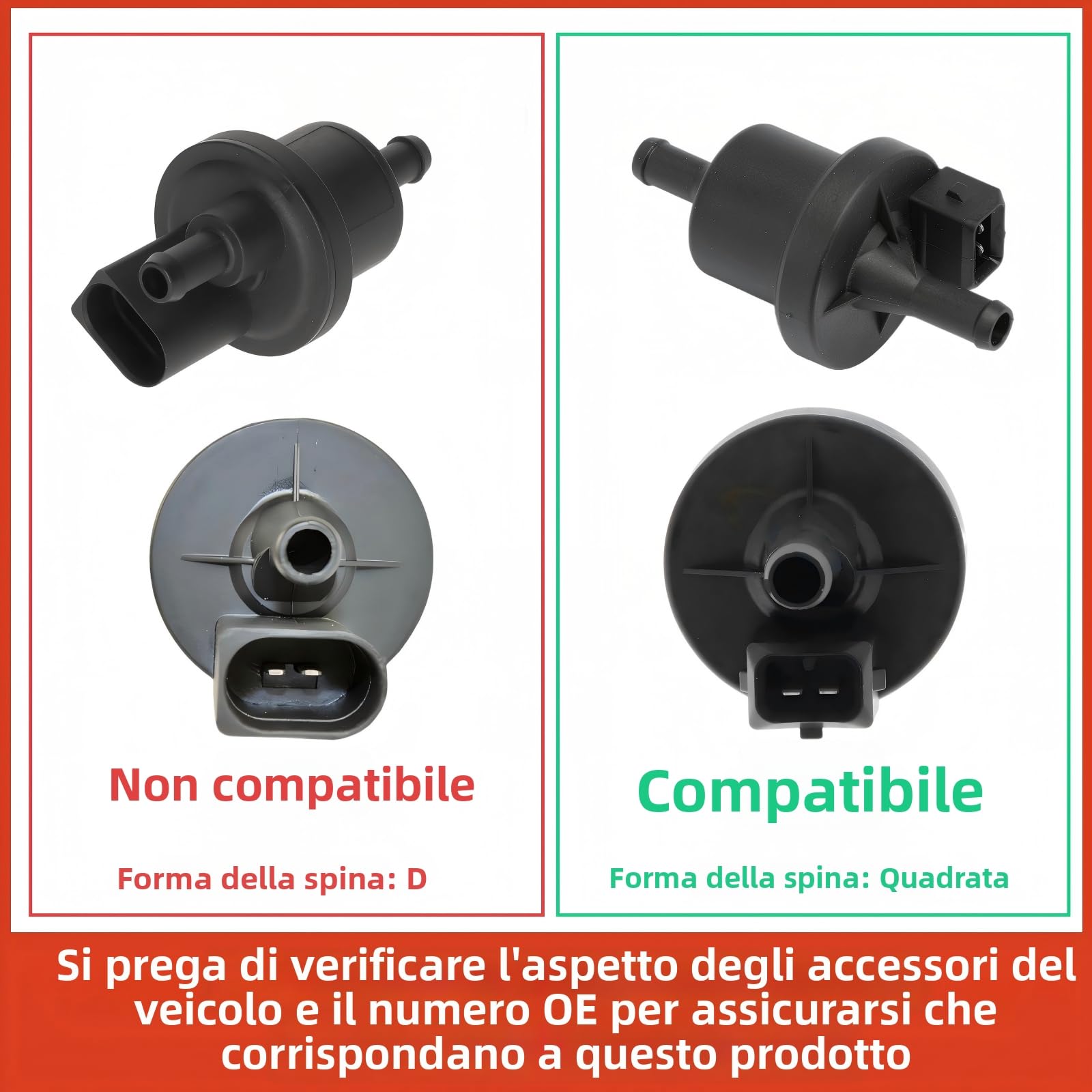 Frankberg Valvola di sfiato Valvola di sfiato serbatoio 2-Poli Benzina Compatibile con Golf VI 5K1 Polo 9A 9N Pass.a.t 3B3 A4 A3 Sportback Jett.a III 1K2 Bor.a 1J2 E.O.S Replace# 058133517