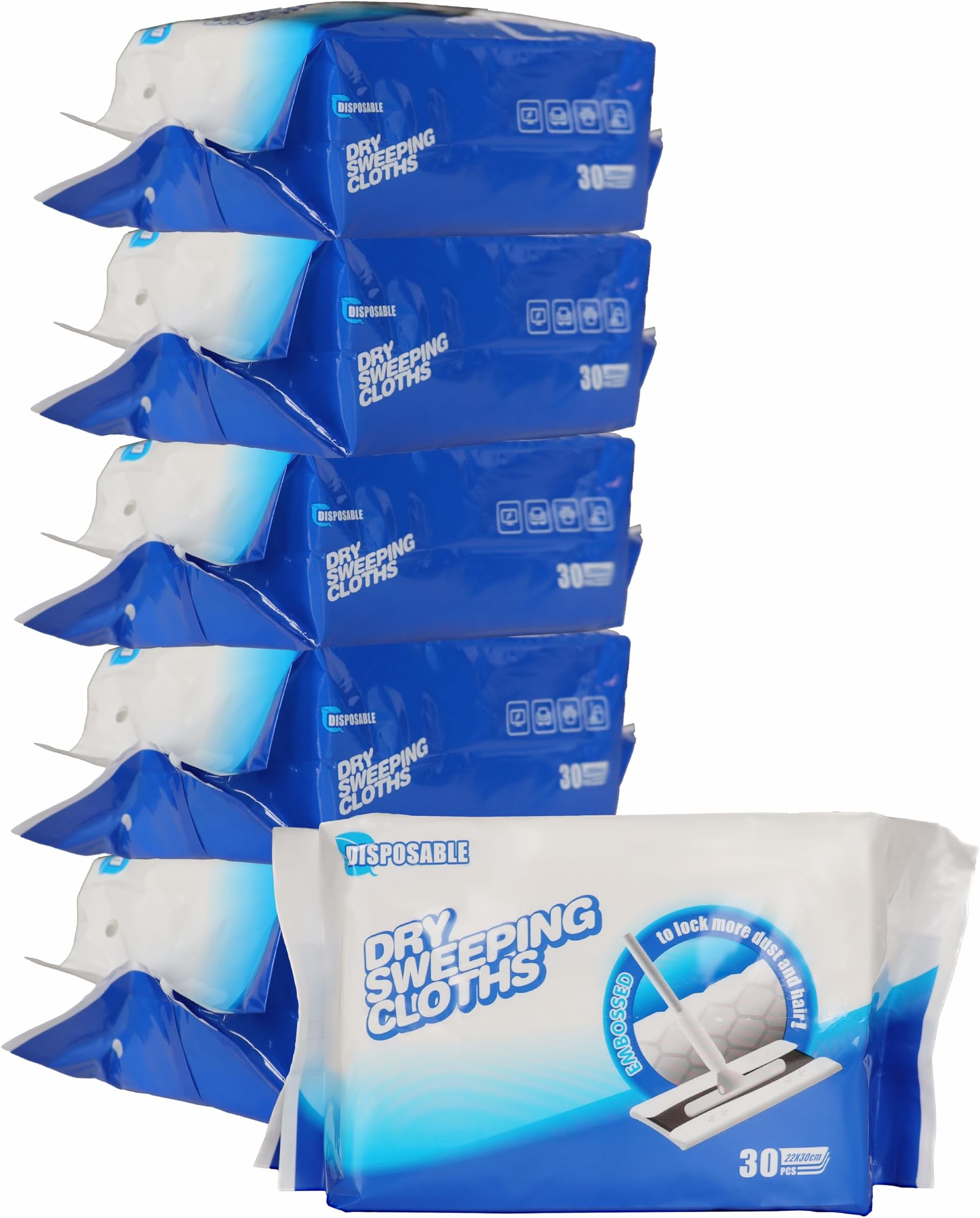 Dry Sweeping Cloths - 180 Counts, Unscented, Electrostatic, Soft & Absorbent, Multi-Surface Floor Cloth Refills for Dry Mopping and Cleaning